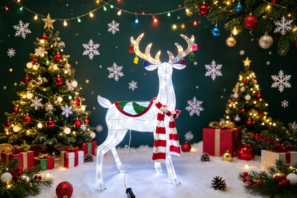 42-inch 120-light double-layer messy net cloth standing deer copper wire light decoration
