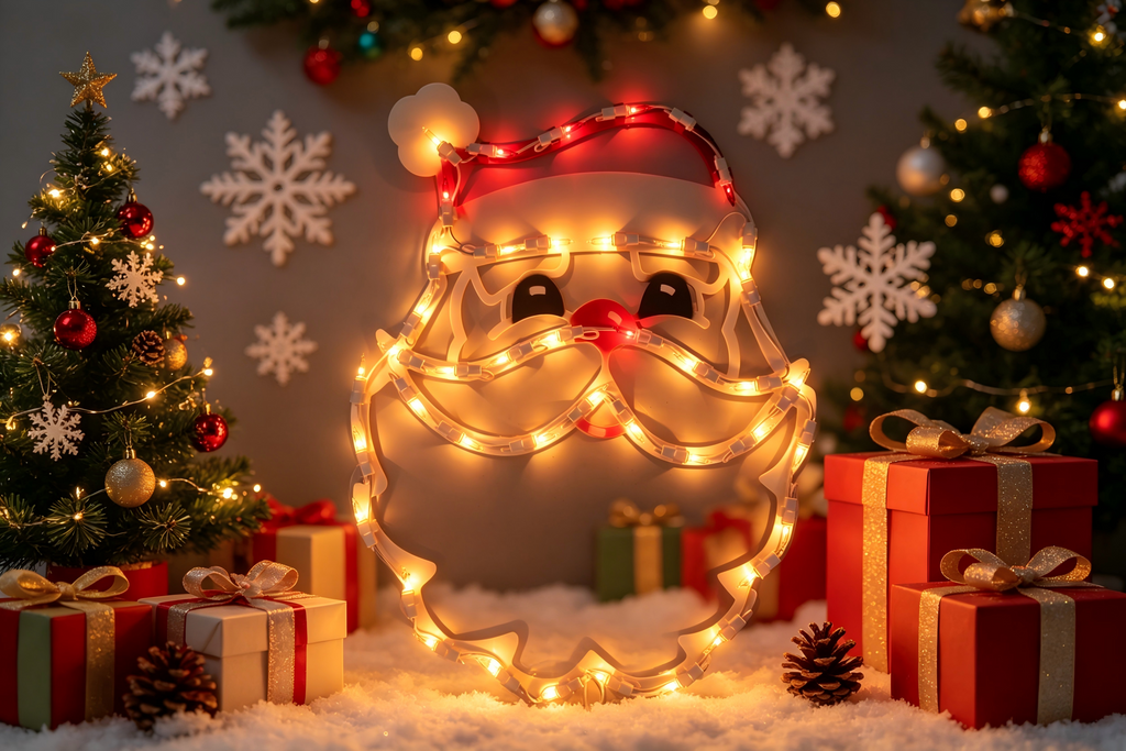 17-inch 43-light plastic frame Santa head decorative light.