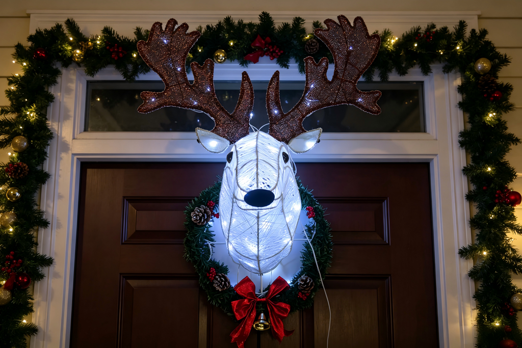 29-inch 70-Light Cotton-Wrapped Reindeer Head Light