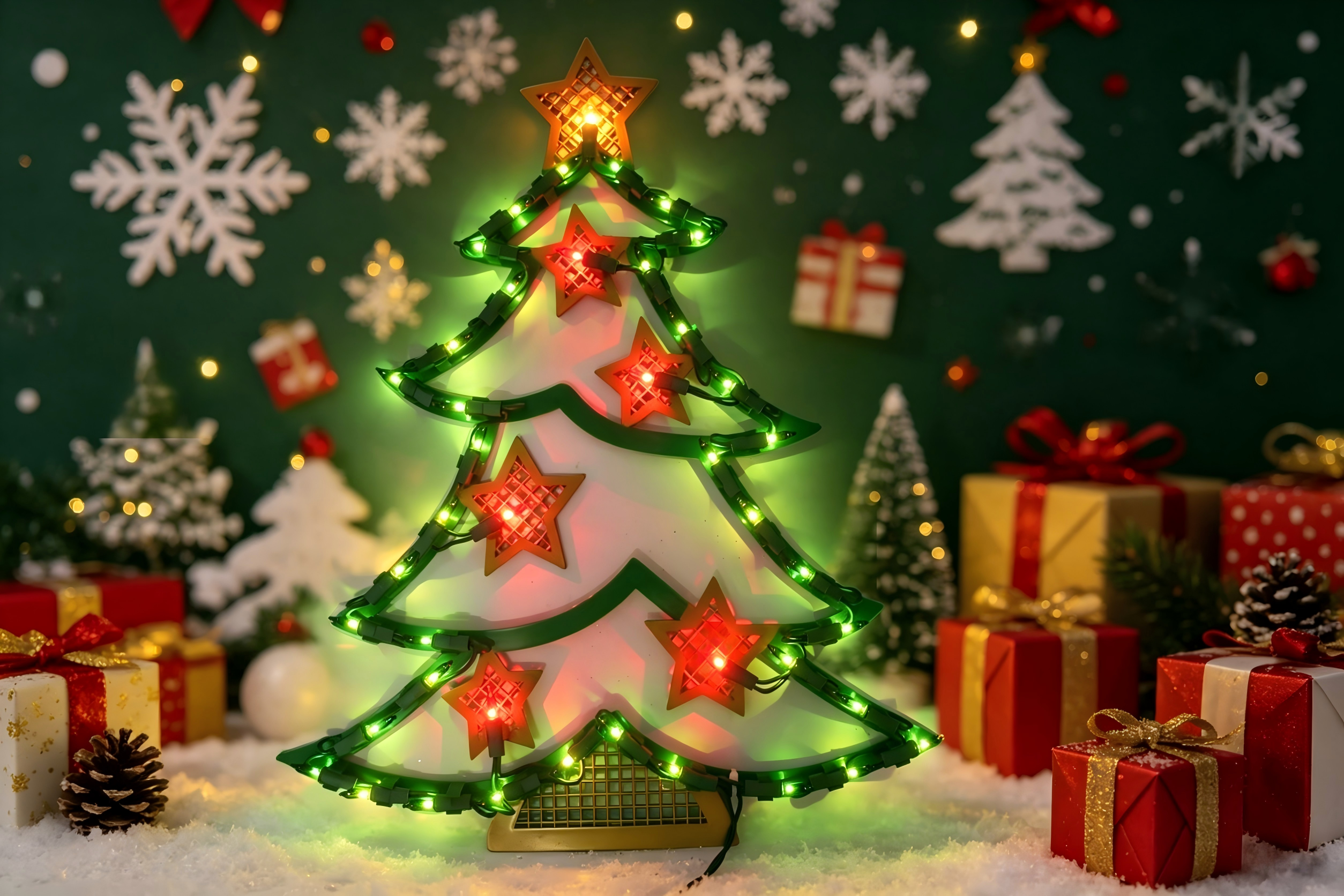 18-inch 43-light plastic frame Christmas tree decorative light.