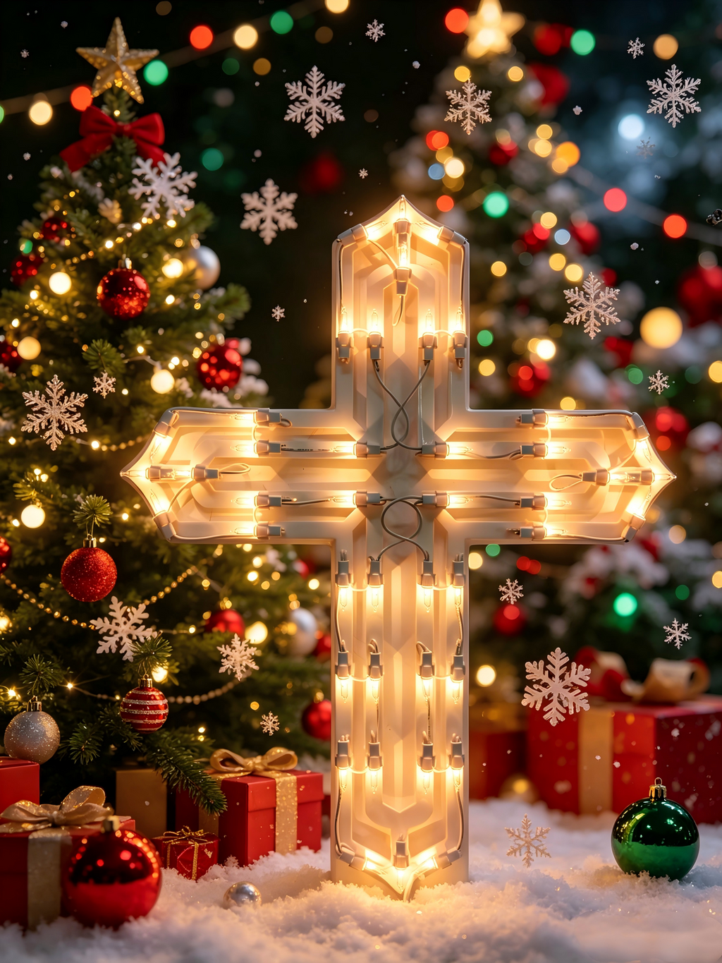 19-inch 40-light plastic frame cross decorative light
