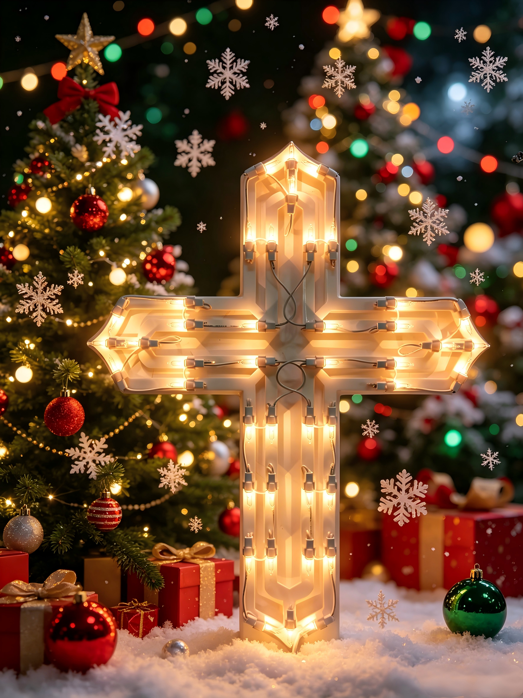 19-inch 40-light plastic frame cross decorative light