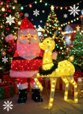 46/36-inch 175-light (105+70) rose velvet Santa holding reindeer decoration