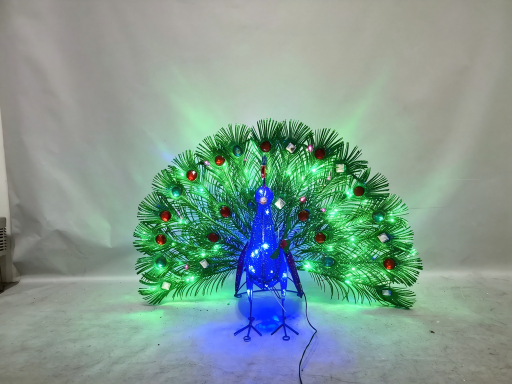 36-inch 90-lamp fabric peacock decorative light