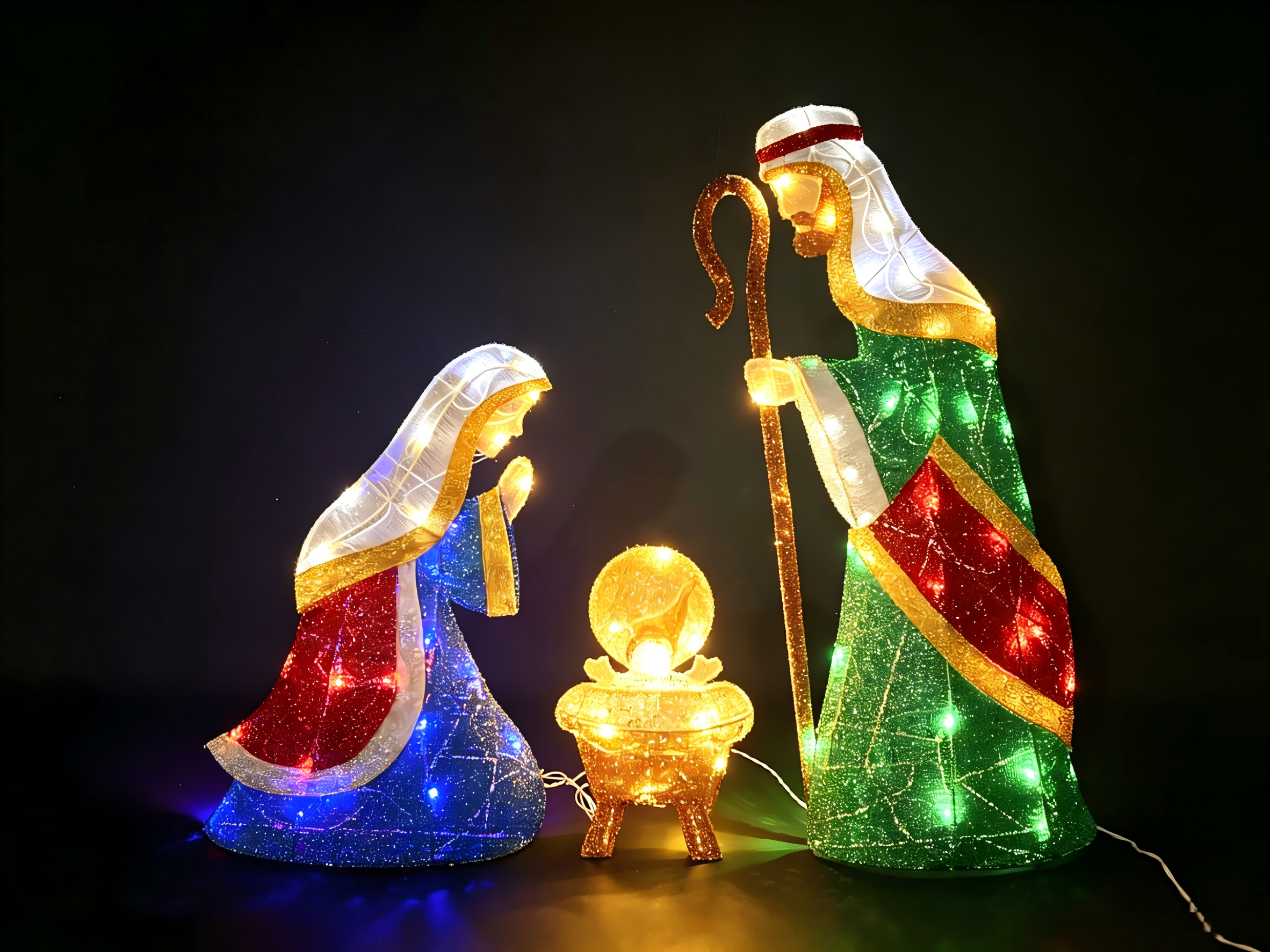 36-inch 70-light fabric Nativity set.