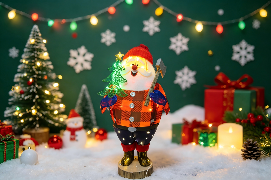 40-inch 70-light fabric lumberjack Santa Claus light
