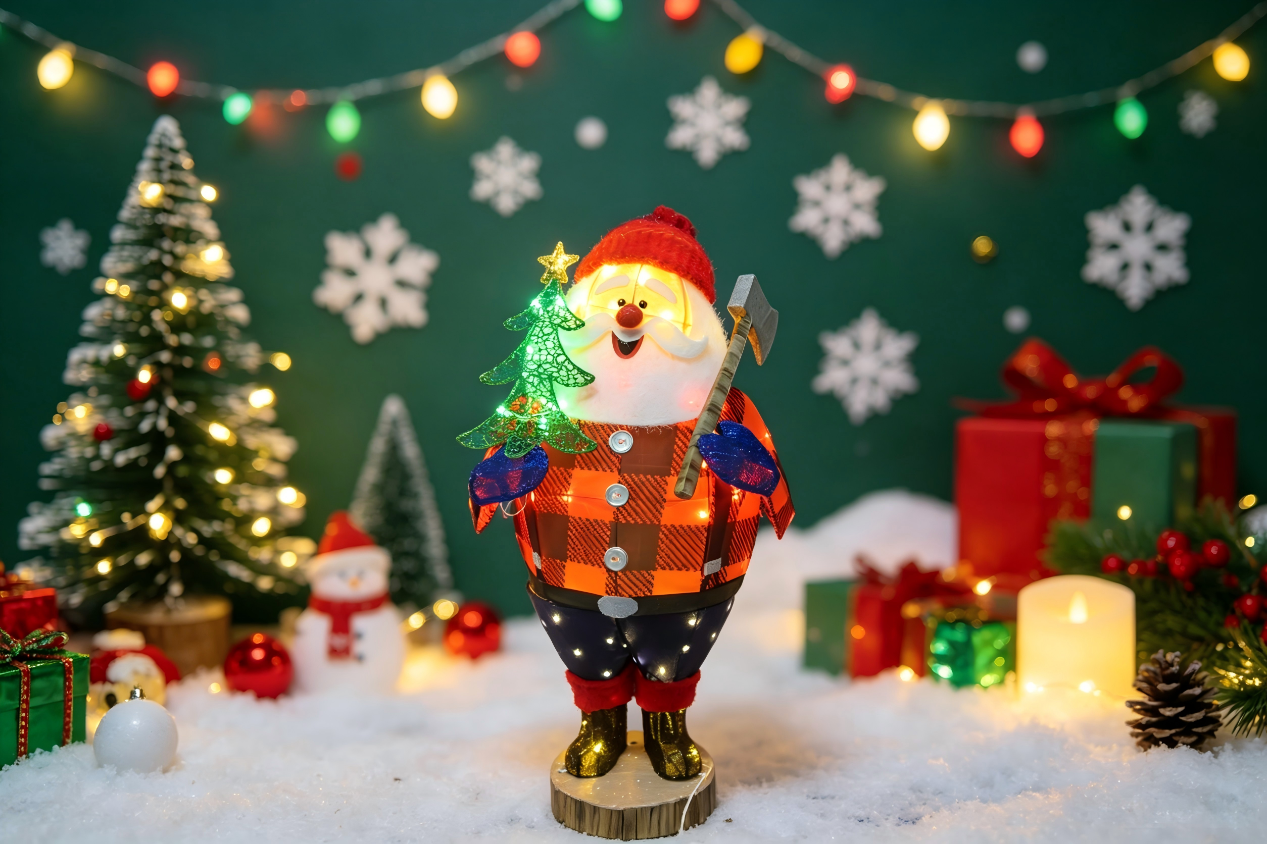 40-inch 70-light fabric lumberjack Santa Claus light