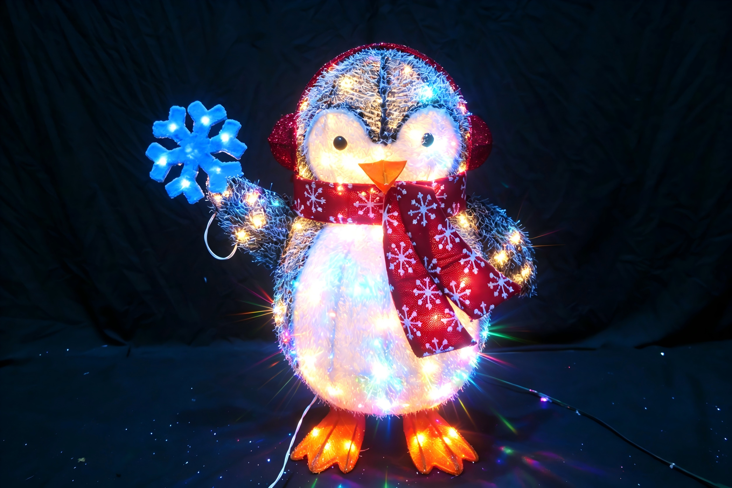 26-inch 80-Light Fabric Penguin Light.