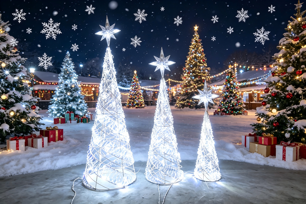 50/40/30-inch twisted rainbow film spiral tree lights