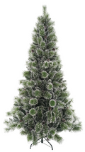 Green Automatic Expandable Christmas Tree with Mixed Pointed PVC & Pine Needle Foliage and Snow Flocking Powder