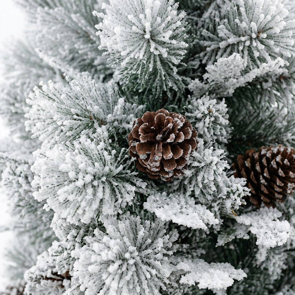 Fire Retardant Full Flocked Artificial Christmas Tree with Pinecones Realistic Look Easy Assemble for Bulk Wholesale