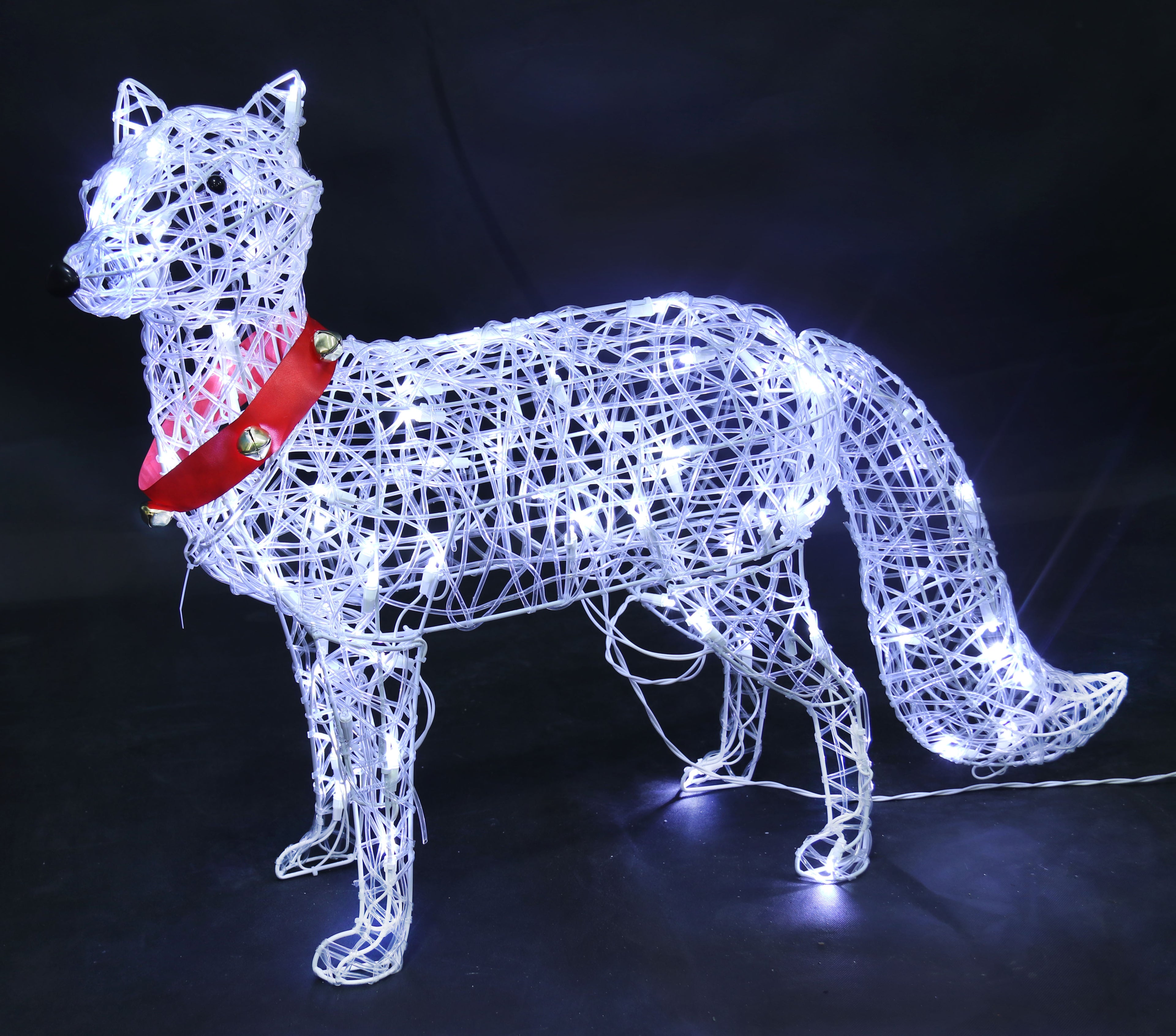 36-inch 70-light transparent tube-wrapped fox decoration