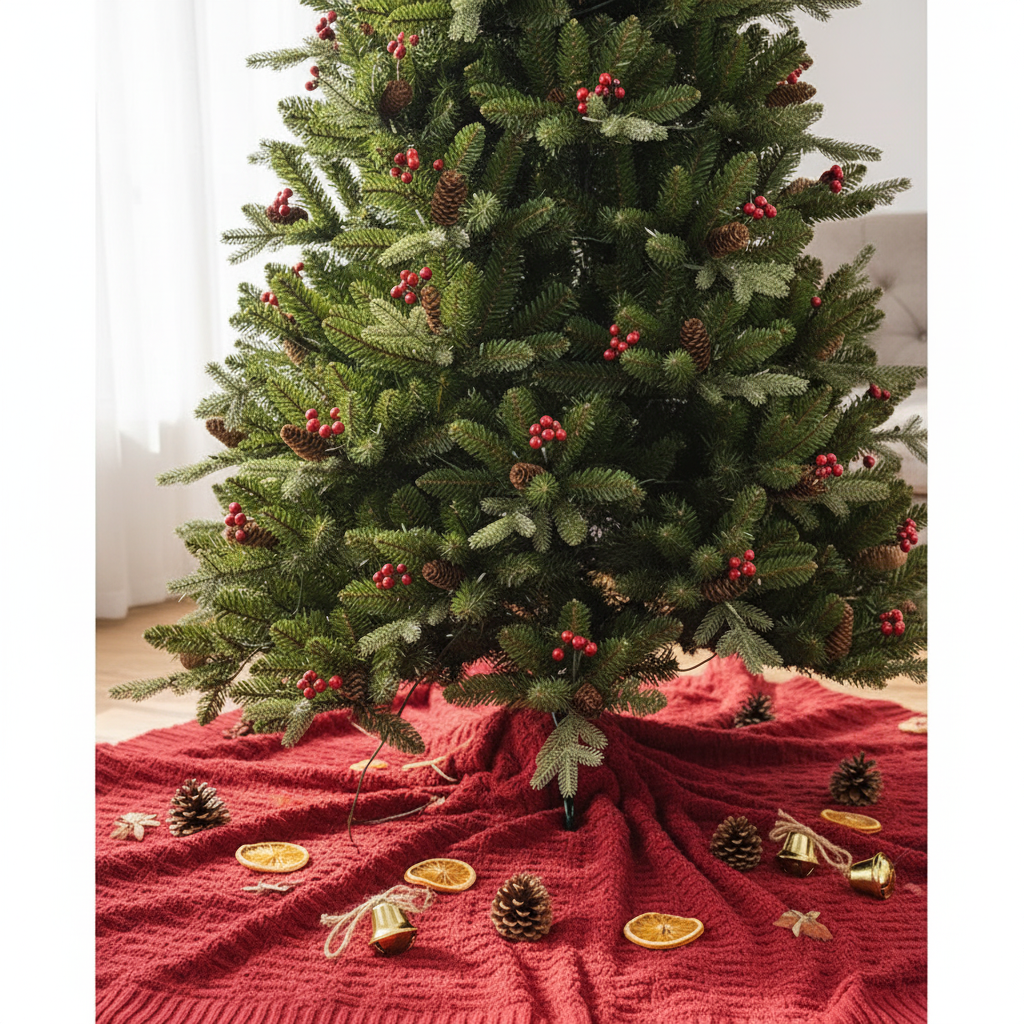 Pine cone & red berry PVC Christmas tree