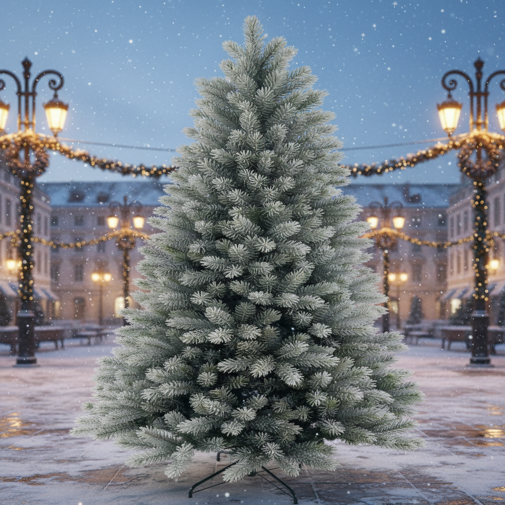 Green Flocked PVC+PE Mixed Leaf Christmas Tree with Metal Fork Stand