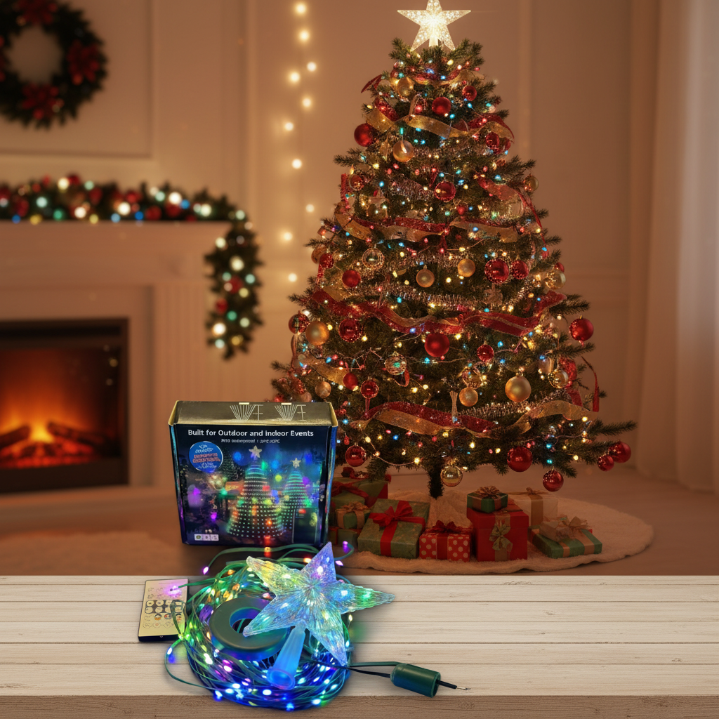 5V Christmas Tree String Lights, 160 LEDs RGB + ZENGGE LED Bluetooth Control