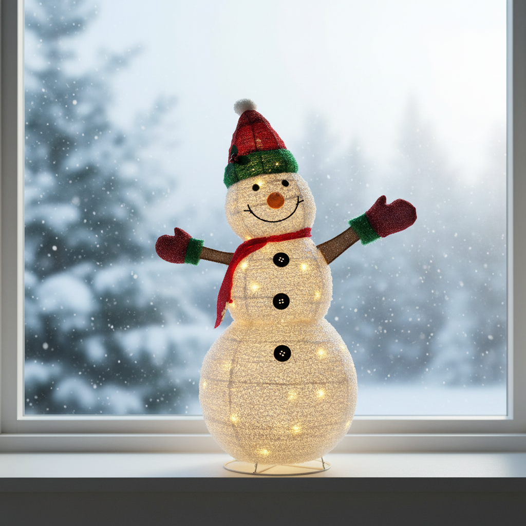 48" Retractable Snowman, Pre-Lit with 100 LED Lights
