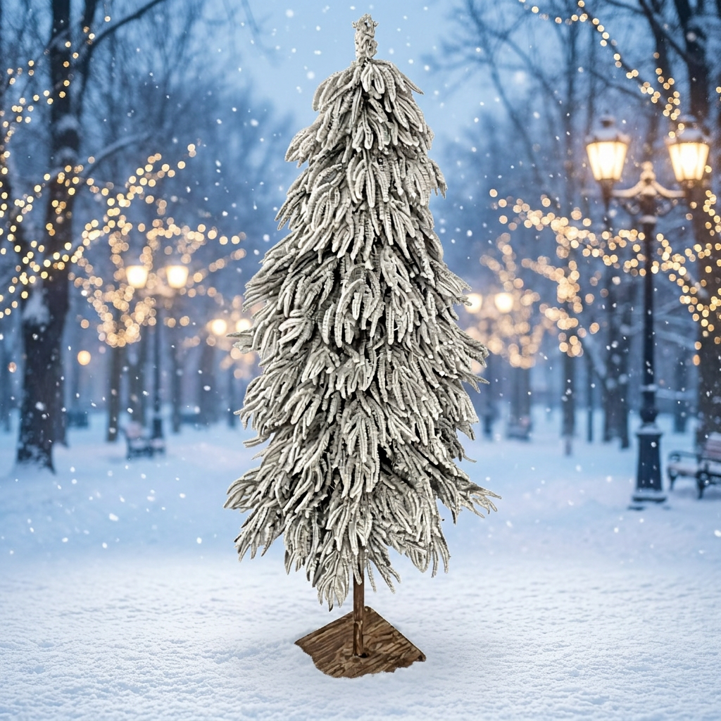 180CM PE Flocked Pencil Christmas Tree
