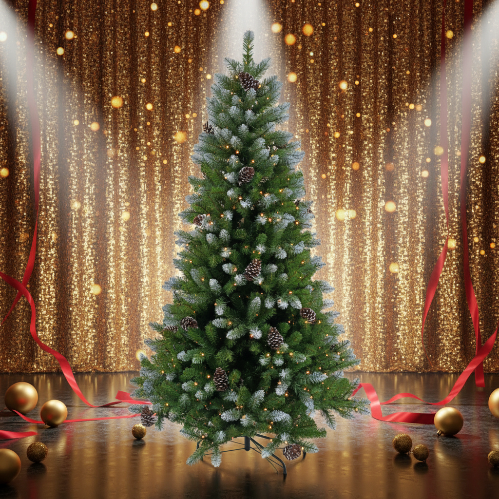 Green PVC Tip Christmas Tree with Metal Fork Stand