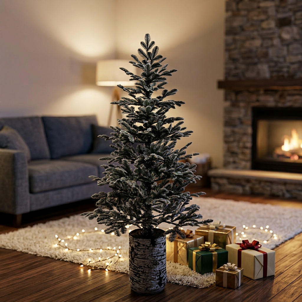 Floked PE Potted Christmas Tree