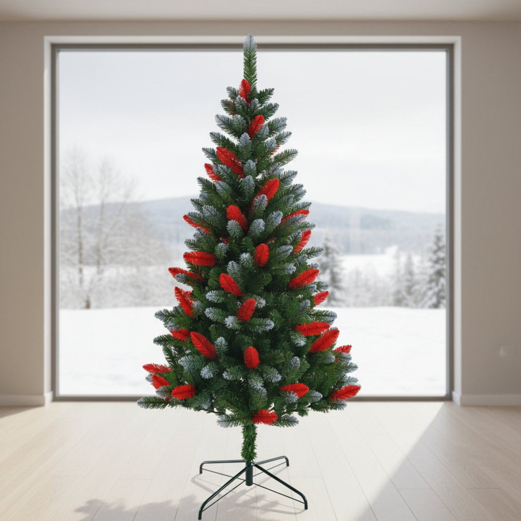 PVC Red Leaf Christmas Tree