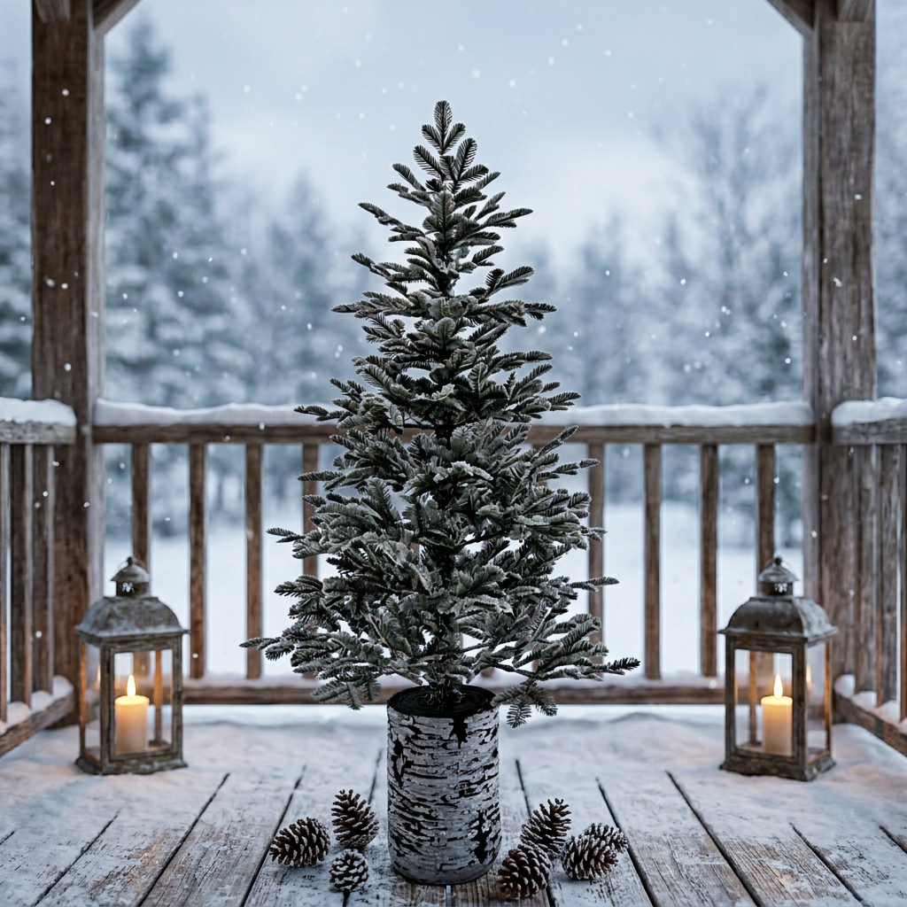 Floked PE Potted Christmas Tree