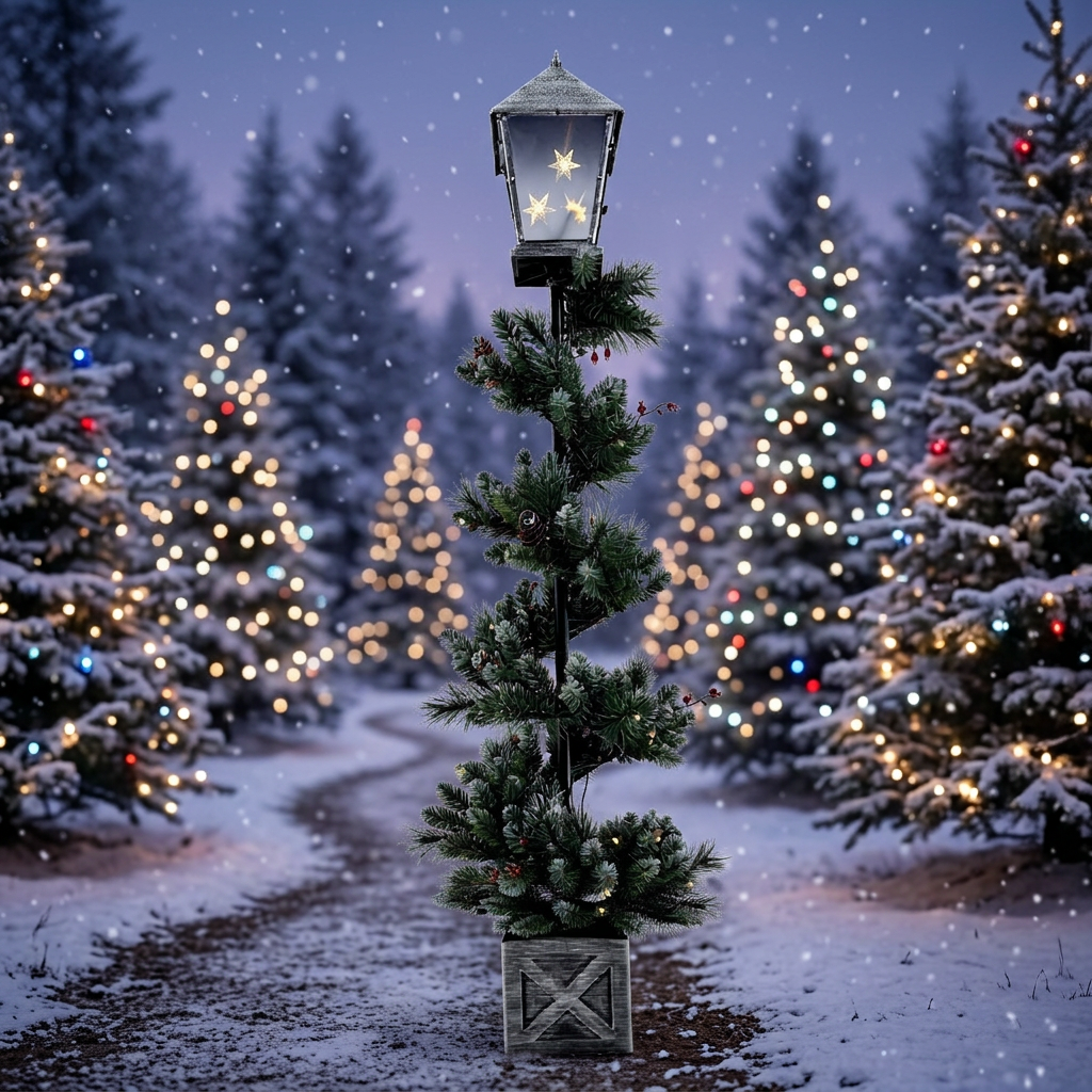 Spiral Lamp Post Christmas Tree