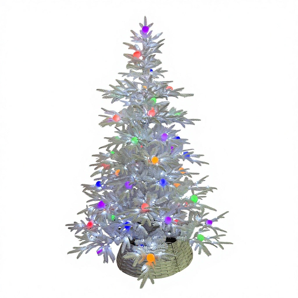 210CM PE Christmas Tree with Lights & Tree Skirt