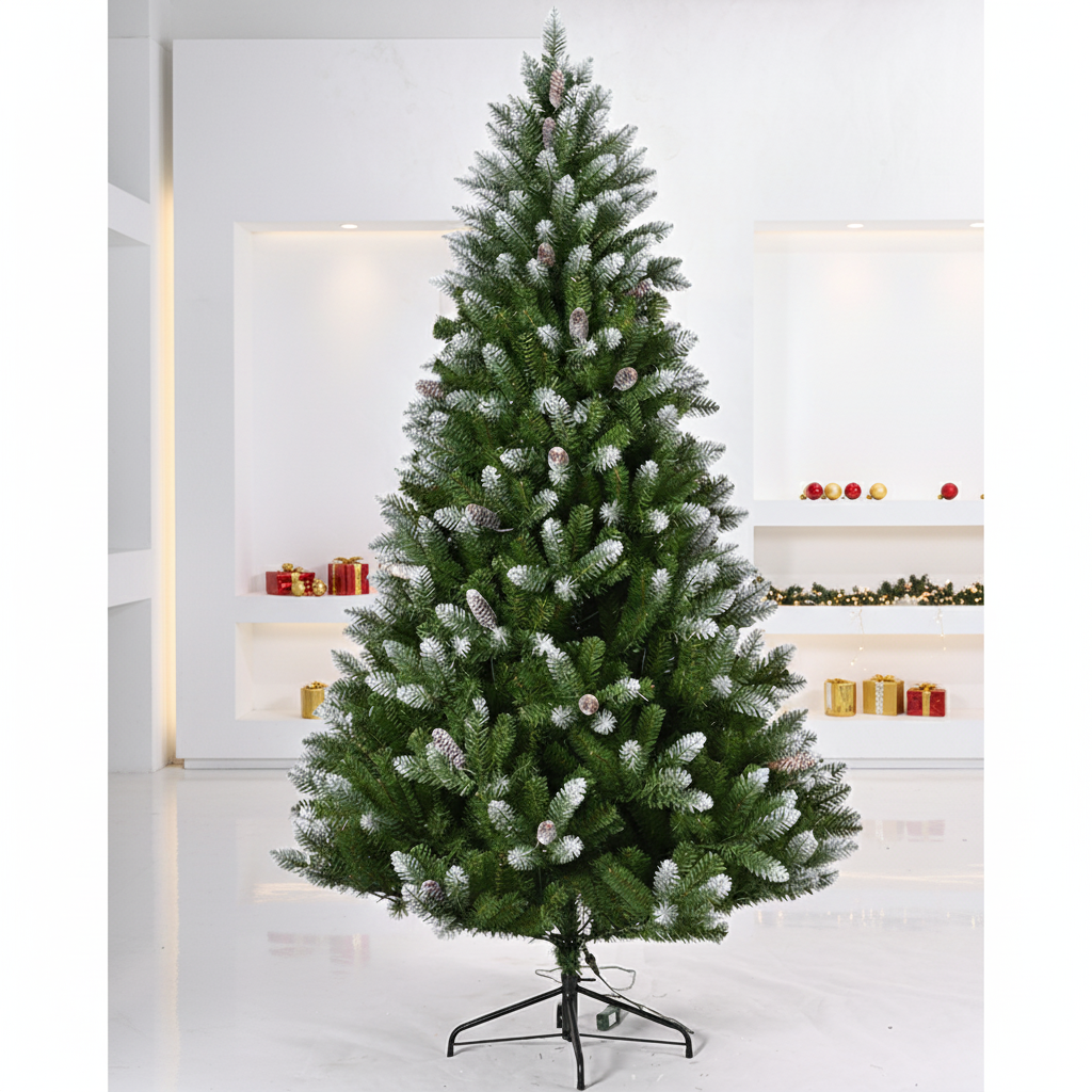 PVC Tip Snow Flocked Christmas Tree with Pine Cones