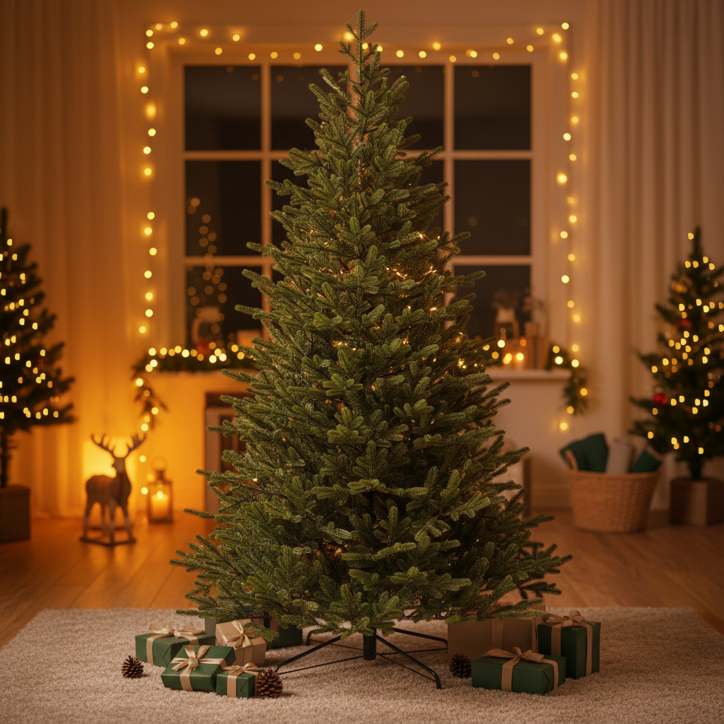 Green PE Leaf Metal Fork Christmas Tree Product Introduction