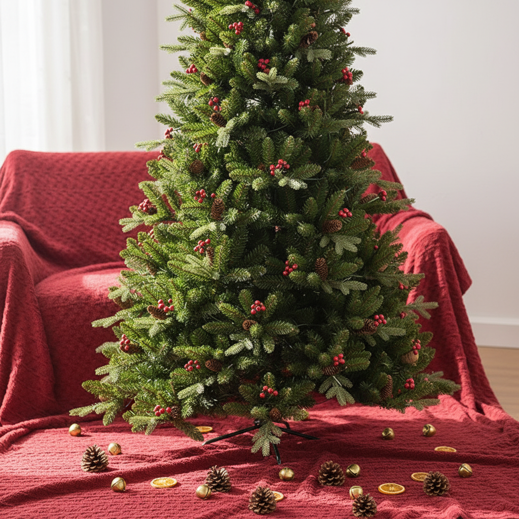 Pine cone & red berry PVC Christmas tree