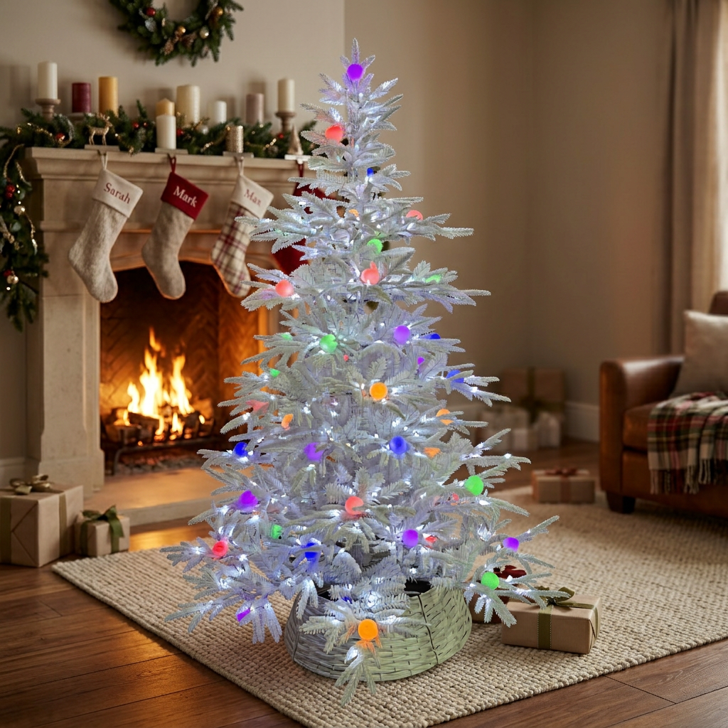210CM PE Christmas Tree with Lights & Tree Skirt