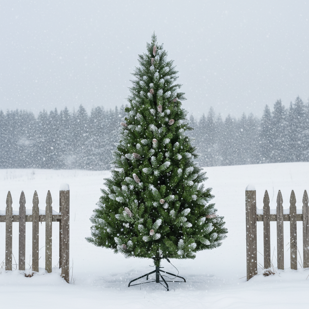 PVC Tip Snow Flocked Christmas Tree with Pine Cones