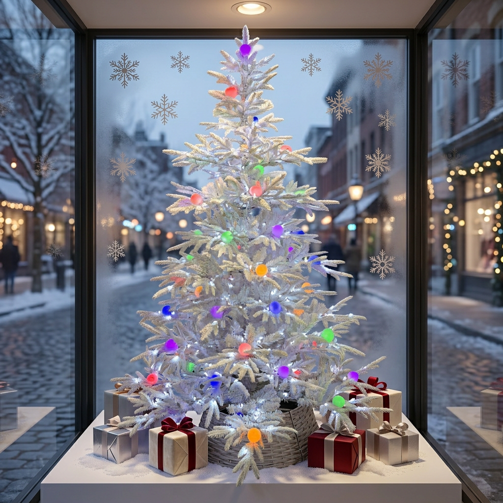210CM PE Christmas Tree with Lights & Tree Skirt