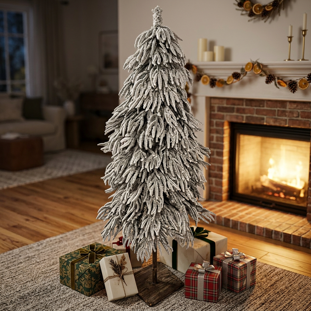 180CM PE Flocked Pencil Christmas Tree