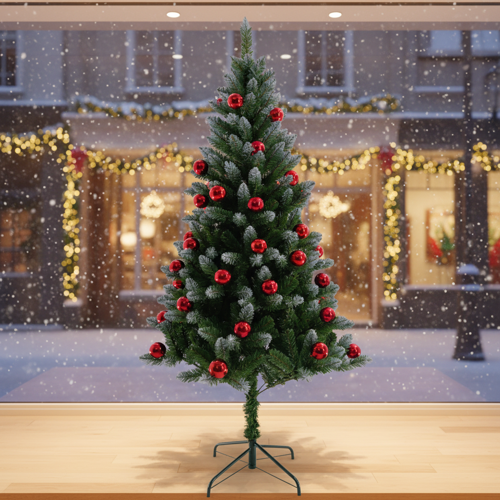 PVC Green Christmas Tree with Red Christmas Balls