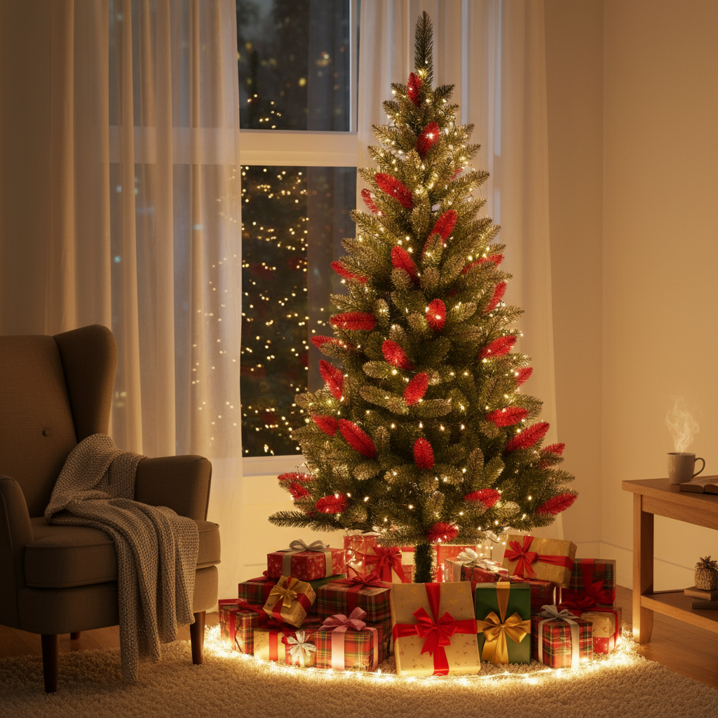 PVC Red Leaf Christmas Tree