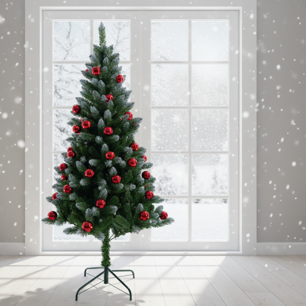 PVC Green Christmas Tree with Red Christmas Balls