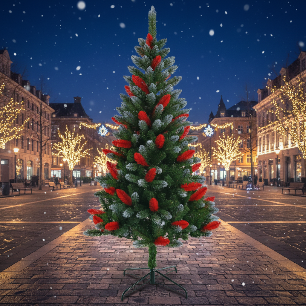 PVC Red Leaf Christmas Tree