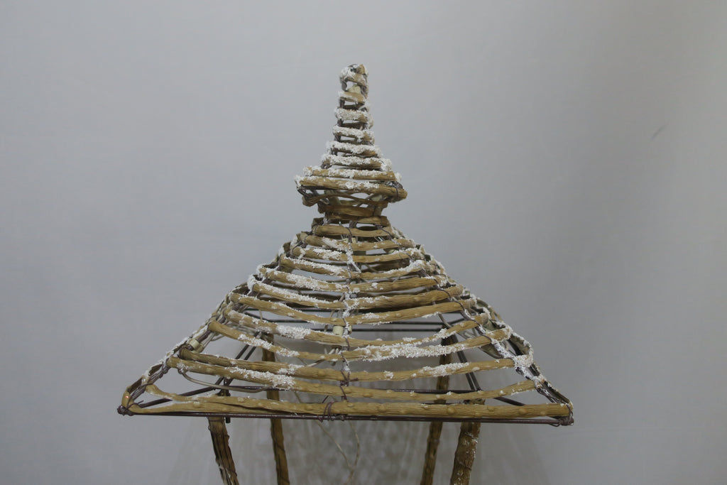 60-inch wicker-style street lamp light with 100 warm LEDs.