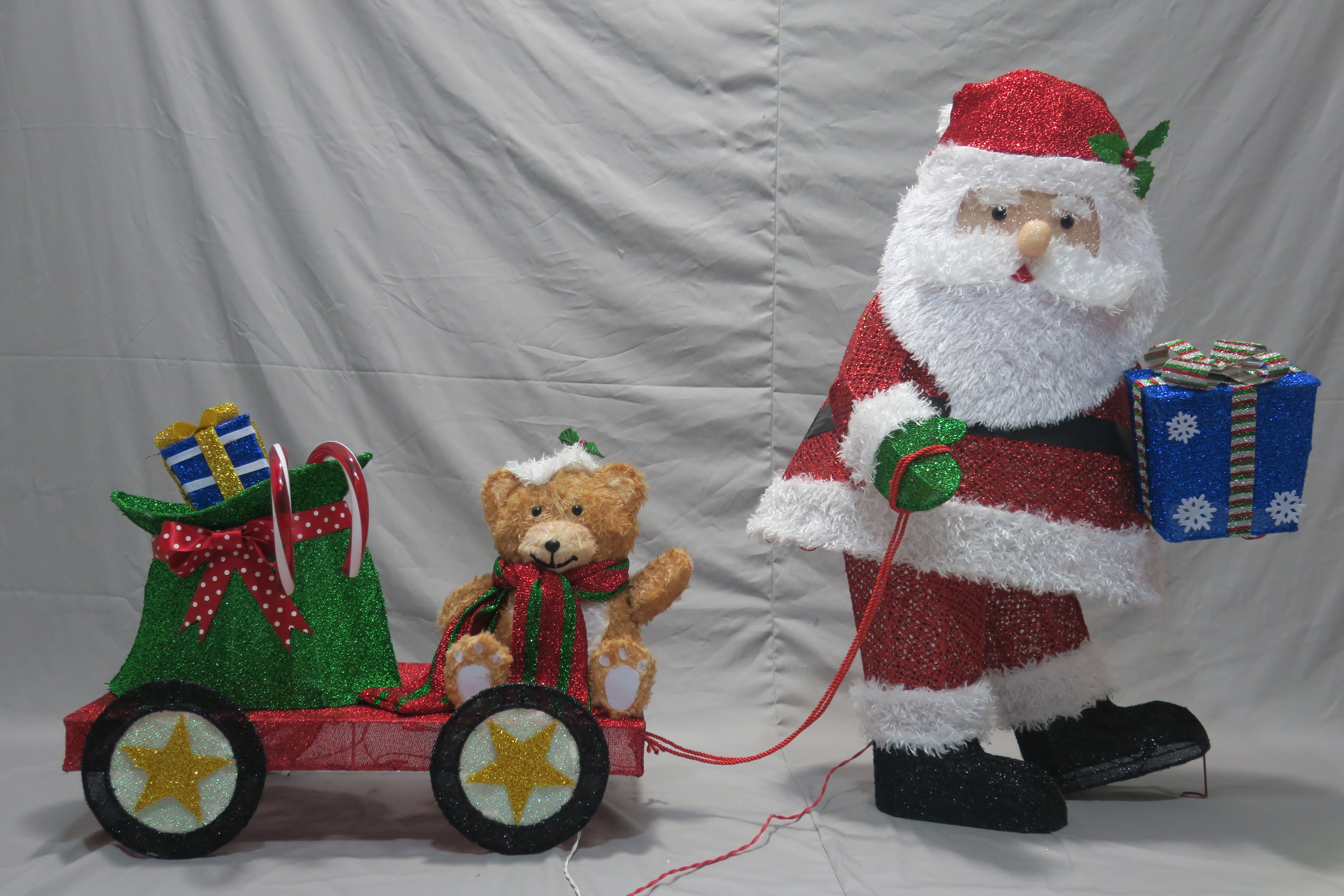 43/22-inch 200+160-light fabric-covered Santa sleigh set light