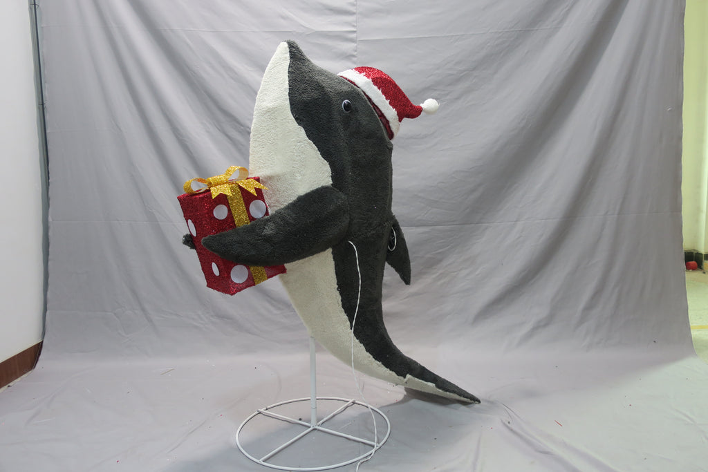 49-inch 160-light plush whale decorative light