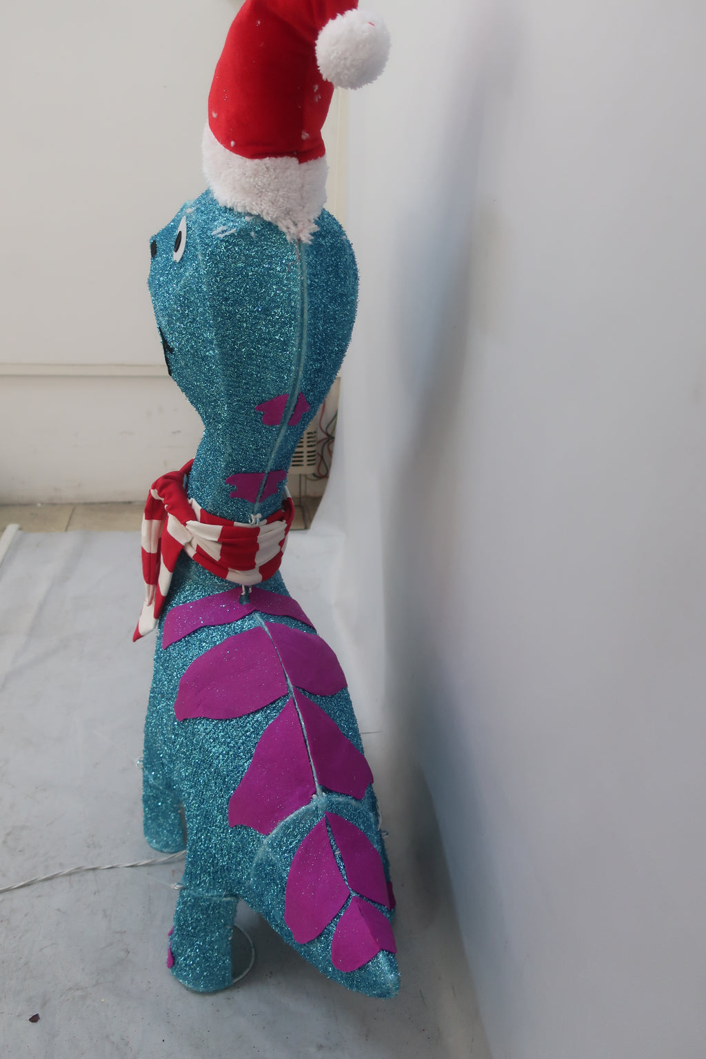 35-inch 80-light glittering fabric blue dinosaur decoration