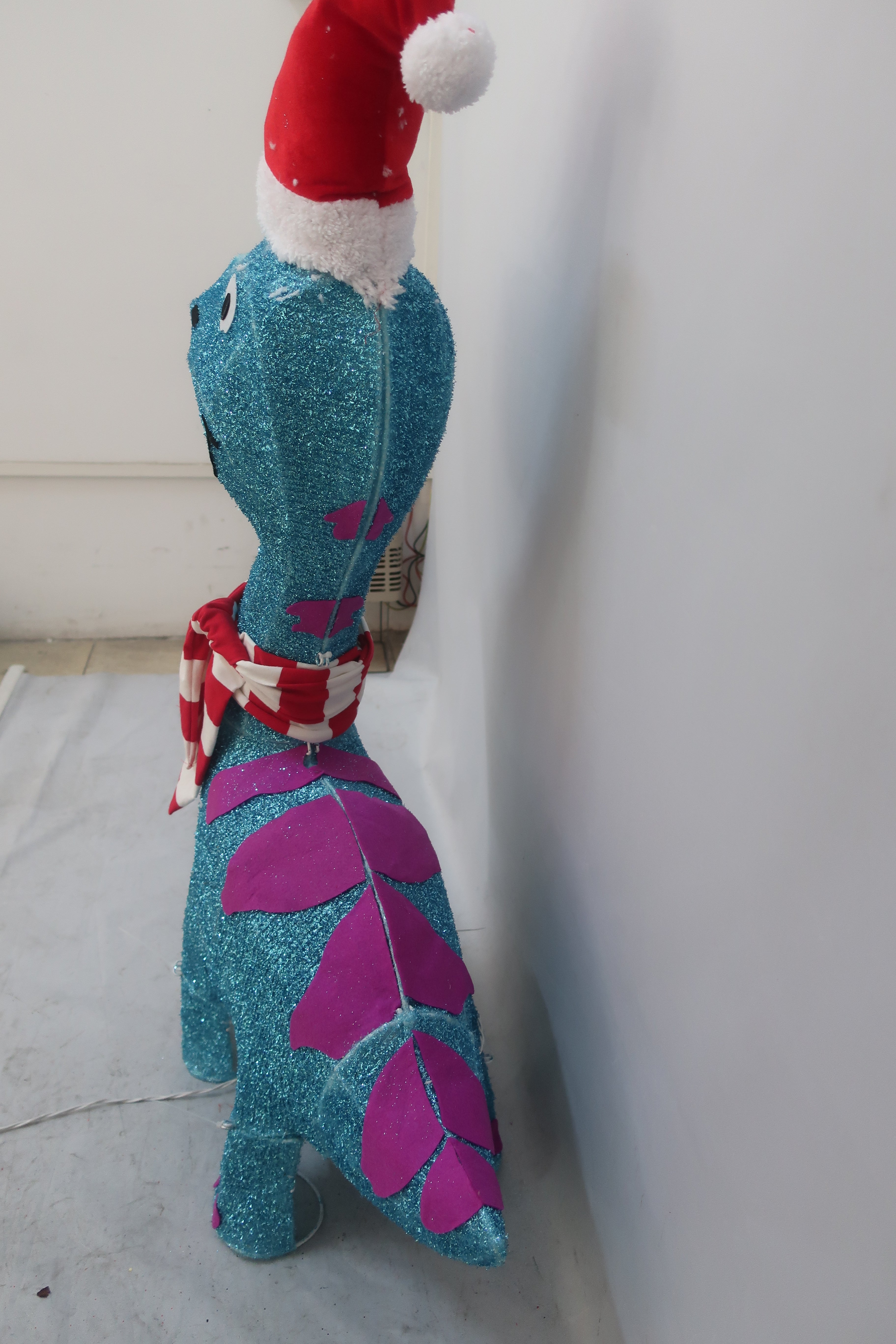 35-inch 80-light glittering fabric blue dinosaur decoration