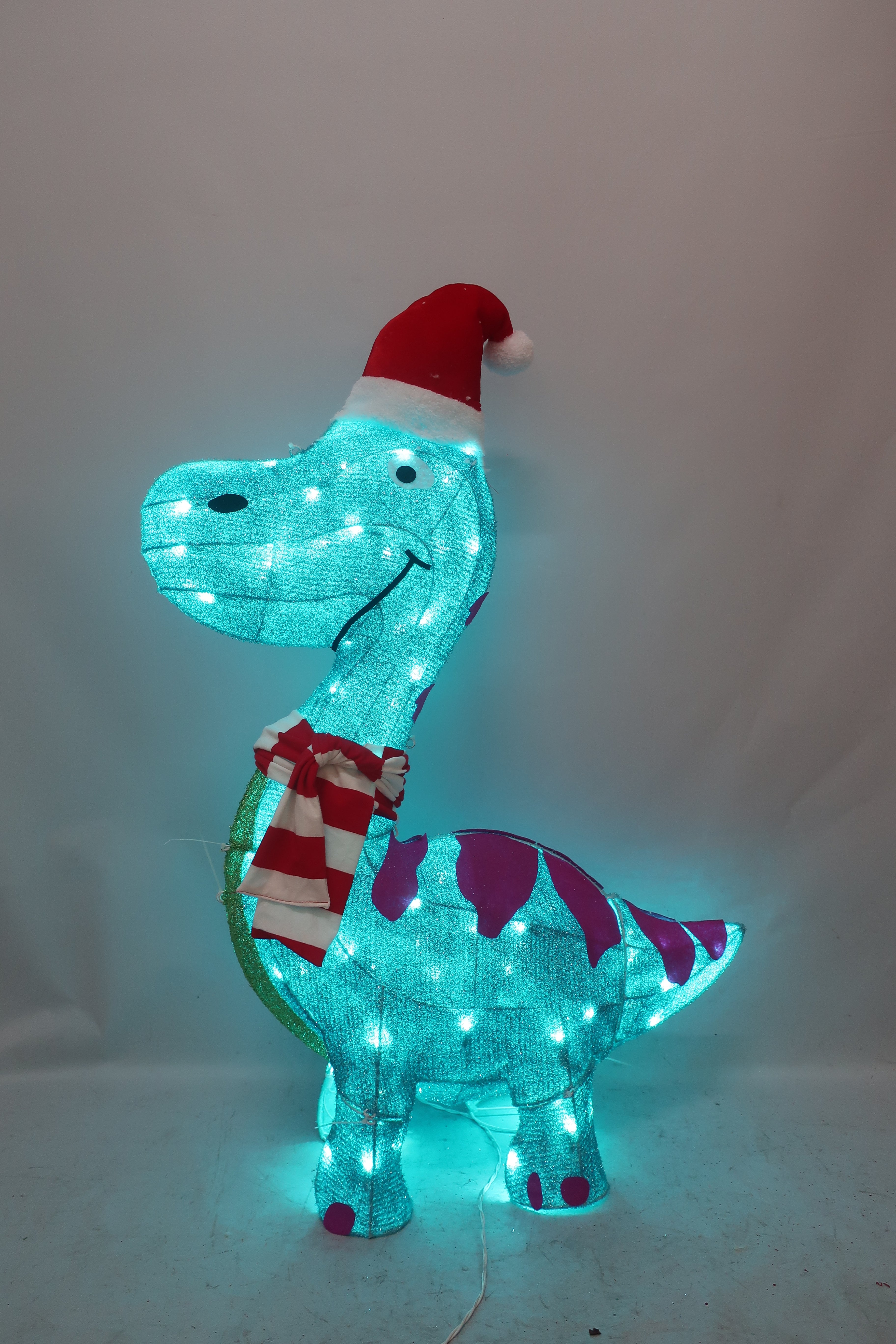 35-inch 80-light glittering fabric blue dinosaur decoration