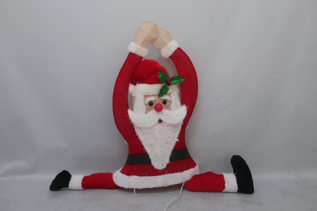 30-inch 35-light velvet-covered yoga split Santa Claus decoration