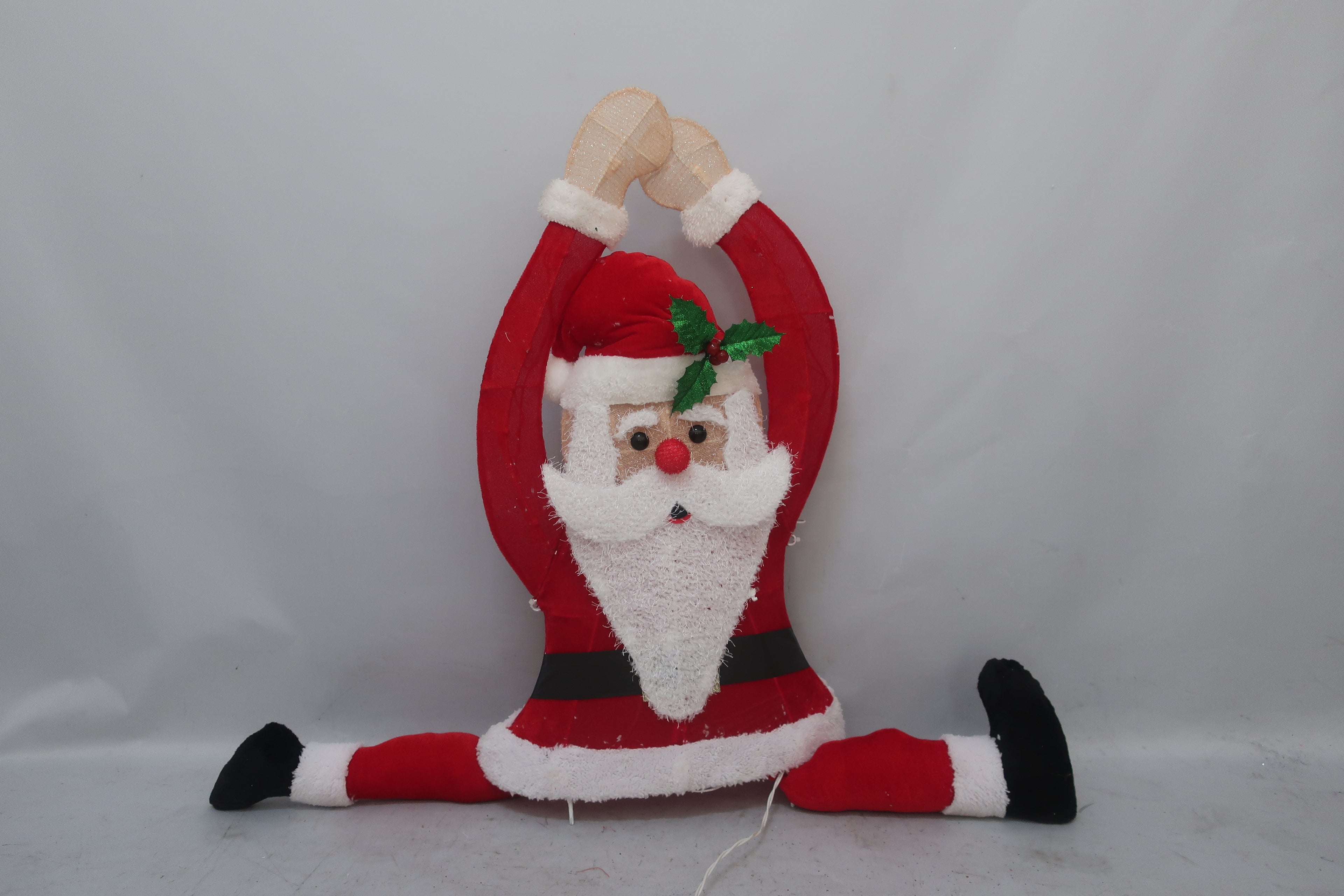 30-inch 35-light velvet-covered yoga split Santa Claus decoration