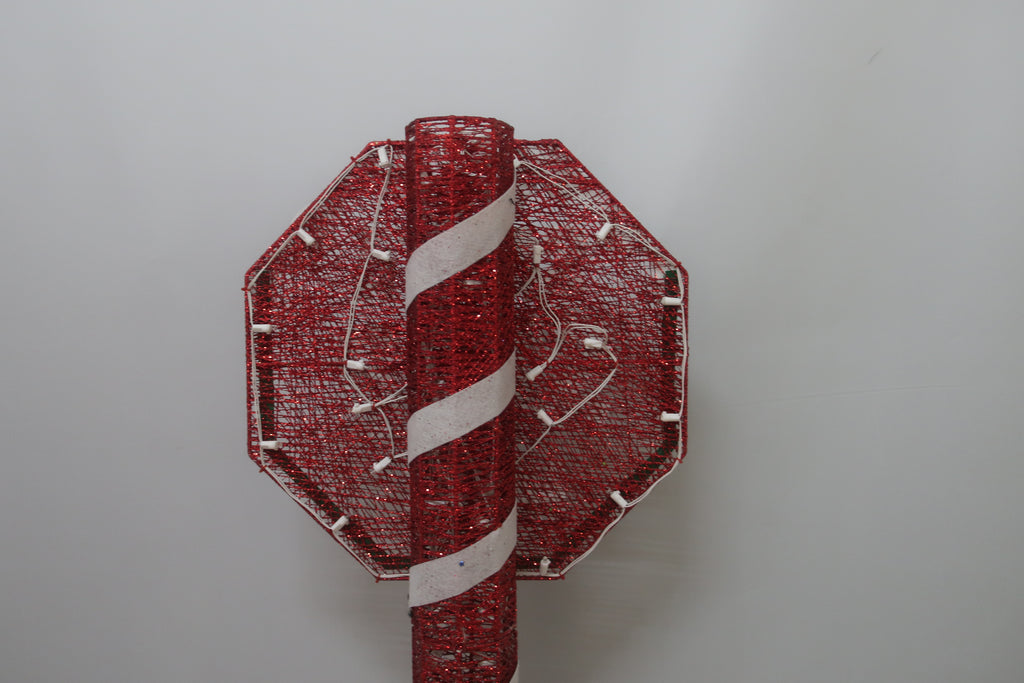 60-inch 100-Light Cotton-Wrapped Santa Stop Here Sign. Fun