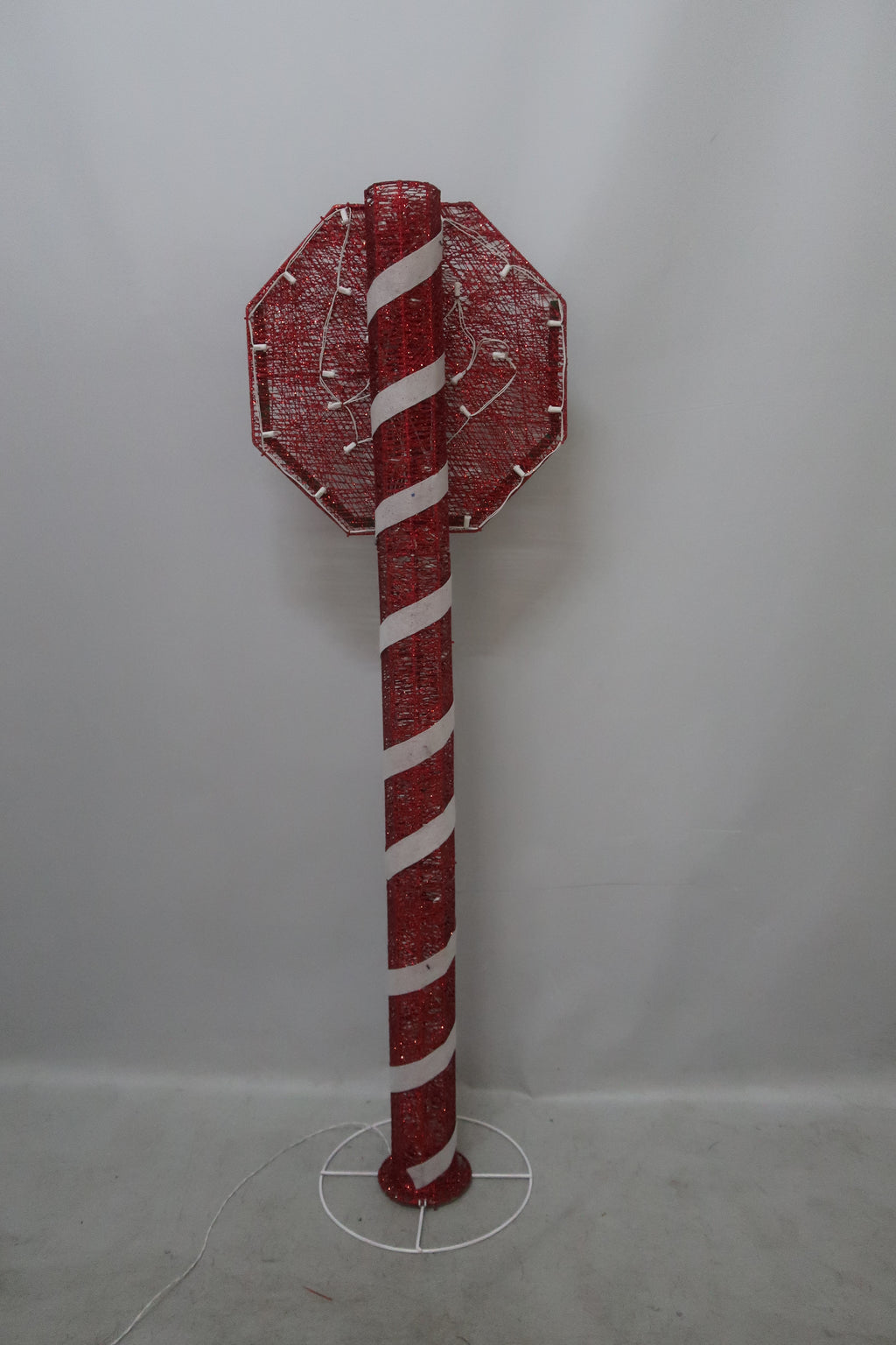 60-inch 100-Light Cotton-Wrapped Santa Stop Here Sign. Fun