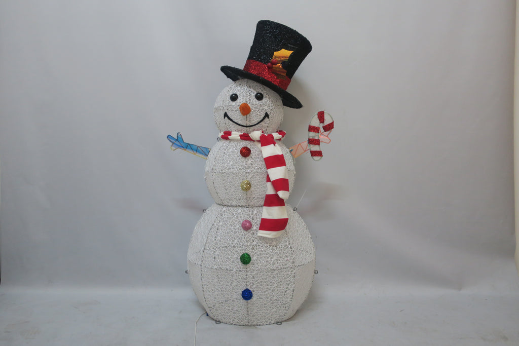 3-inch 190-light copper wire lamp with double-layer messy net cloth snowman decoration