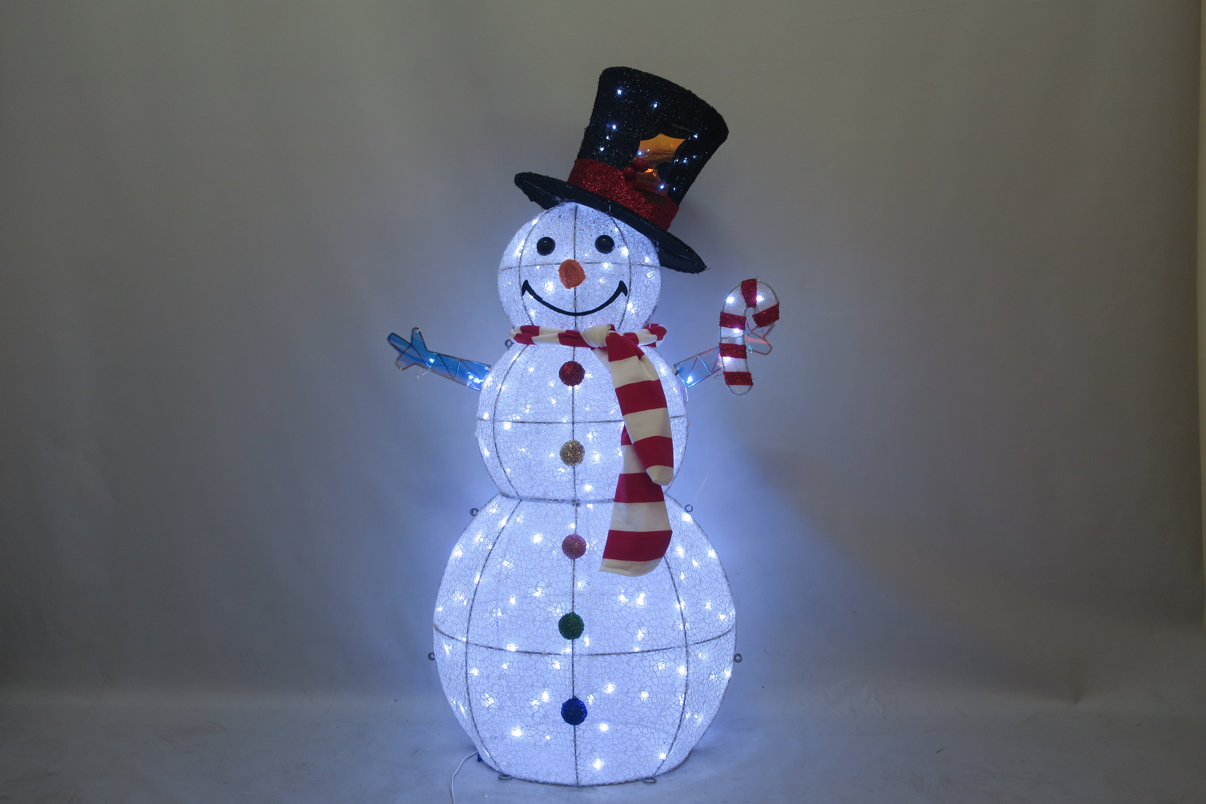 3-inch 190-light copper wire lamp with double-layer messy net cloth snowman decoration